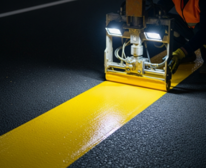 Thermoplastic paint night visibility
