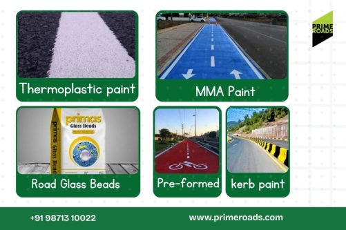 Prime roads offering thermoplastic paint, mma paint, glass beads, preformed thermoplastic and kerb paint