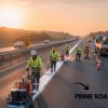 Thermoplastic road marking contractors applying paint on roads