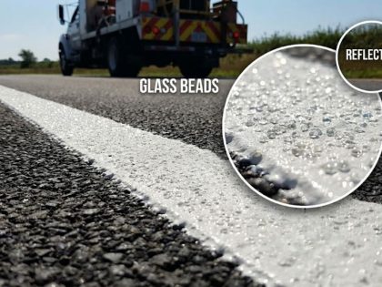 Reflective drop on glass beads