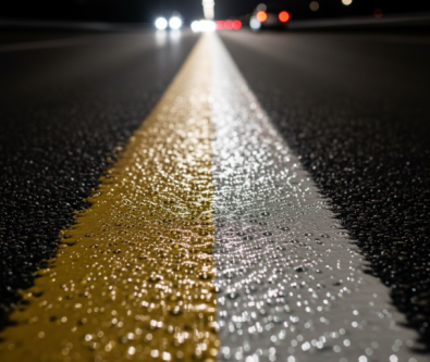 Yellow and white drop on glass beads on paint