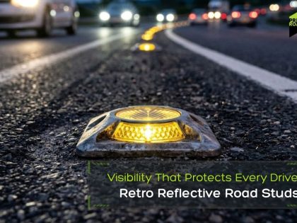 Retro reflective road studs in highway road